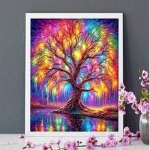 Kit de pintura de diamantes 5D - Árbol místico colorido, kit de mosaico de diamantes de perforación completa con herramientas, artesanía de bordado de diamantes como regalo para adultos principiantes, decoración de pared del hogar y decoración de habitaciones, regalo de cumpleaños