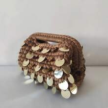 Nuova piccola borsa clutch con paillettes e uncinetto, con brillantini, borsa da sera fatta a mano, borsa per il trucco da viaggio