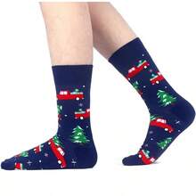Men's Funny Novelty Crazy Pattern Dress Socks For Gifts - Red/Green/Black/Multicolor Christmas-5m - View 3