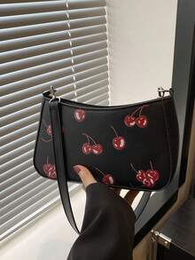 这款时尚的撞色樱桃印花腋下单肩包适合购物、携带钱包，也适合年轻女性、大学生、职场新人以及白领人士使用。它非常适合办公室、大学、工作、商务、通勤、户外活动、旅行和郊游等场合。 - 黑色 - 查看 2