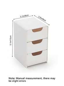 1/3迷你三层桌面收纳盒，简约抽屉式收纳盒，桌面整理架，三格小物件收纳盒，可收纳珠宝、口红、化妆品等，适用于办公室、书房、卧室、浴室、家居装饰，非常适合女性和学生使用。 - 白色 - 查看 5