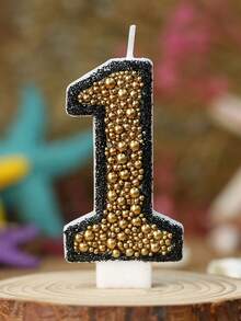 1 pièce Bougie numéro d'anniversaire, bougie d'anniversaire boule dorée, décoration de gâteau à la bougie, convient pour les articles de célébration d'anniversaire - Multicolore - Voir 2