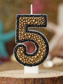1 pièce Bougie numéro d'anniversaire, bougie d'anniversaire boule dorée, décoration de gâteau à la bougie, convient pour les articles de célébration d'anniversaire - Multicolore - Voir 7