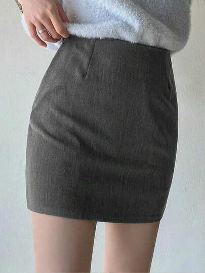 2025 Spring/Summer Versatile Side Zipper Women Casual Skirt