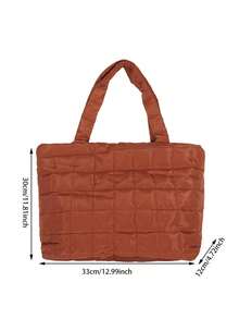 1pc Lightweight, Business Casual Ultra-Lightweight High-Capacity Quilted Tote Bag For Teen Girls Women College Students, Solid Color, Soft Underarm Shoulder Bag, Handbag For Daily Office Party, Casual Style Bag, School Supplies, School Tote Bag, Tote Bags For School, College Essentials