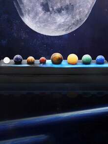 1 صندوق من 9 أحجار كريمة طبيعية - زينة كواكب المجموعة الشمسية - هدية ديكور المنزل، مجموعة أحجار طاقة نموذجية قابلة للجمع