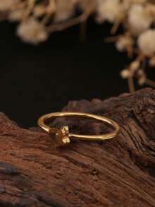1pc Luxury 24K Gold Bowknot Ring, Suitable As Valentine's Day, Mother's Day, Wife's Gift