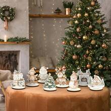 8 pièces Décoration de bureau vintage en bois aquarelle de Noël, style campagnard, bonhomme de neige, cerf, Père Noël, ornements de table, accessoires de décoration, cadeaux de fête