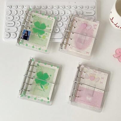 1pc INS Korean Style Transparent Loose Powder Loose-Leaf Notebook, Student M5 Mini Memo Pad, Portable Pocket Journal