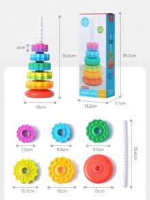 1 件装婴儿彩虹旋转叠叠乐玩具 - 翻滚环叠叠乐，12 个月以上早教启蒙玩具