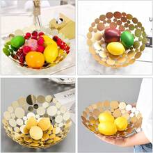 Metal Fruit Bowl Basket Creative Table Centerpiece Fruit Stand Decorative Countertop Fruit Holder For Kitchen Counter, Iron Large Fruit Plate Round Storage Tray For Bread Snacks Candy (Black) - A - 查看 2