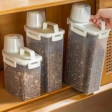 1 szt. Wiadro do przechowywania karmy dla zwierząt z miarką, pojemność 2800 ml, idealne do przechowywania karmy i przekąsek dla kotów i psów