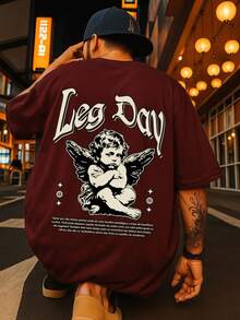 Shirt Oversized Streetwear Printed Leg Day Workout Gym Premium Cotton - Màu Tím - Xem 1