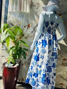 Vestido da pra ajustar a corda com elastano no peito e costa - Azul bebê - Visão 3