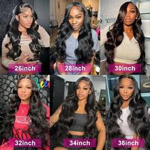 14 Inch 200% Density Body Wave 13x4 13x6 Lace Frontal Wig Deep Water Wave Glueless Bob Wigs Human Blended Hair With Fiber Transparent Natural Black Color Wigs Pre Plucked With Baby Hair 28 Inch Long - 自然色&黑色系 - 查看 8