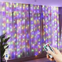 USB Powered LED Curtain Lights, Remote Control Fairy Lights 8 Modes - Suitable For Christmas, Halloween, Valentine's Day, Wedding, Holiday Party, Indoor & Outdoor, Atmosphere Decoration Lights - USB Curtain Light - View 8