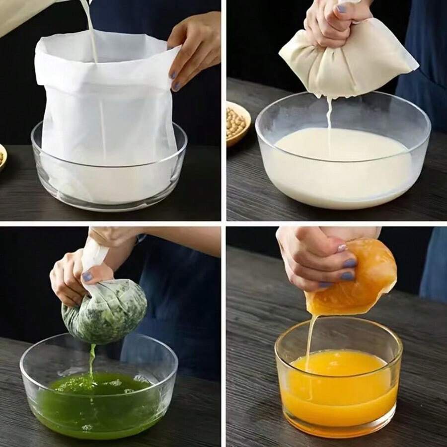 5 Pieces Reusable Fine Mesh Nylon Filter Bags For Kitchen Tools, Easy To Strain And Tighten For Brewing Nut Milk - trắng - Xem 1