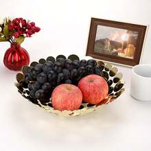 Metal Fruit Bowl Basket Creative Table Centerpiece Fruit Stand Decorative Countertop Fruit Holder For Kitchen Counter, Iron Large Fruit Plate Round Storage Tray For Bread Snacks Candy (Black) - A - 查看 5