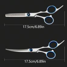 5 Pcs/Set Professional Pet Grooming Stainless Steel Scissors Set For Personal Use: Steel Comb, Flat-Tip Scissors, Nail Clippers, Hair Cutting Scissors Set - 5pcs/set - View 4
