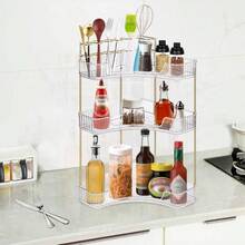 Organizador de Cosmticos de Maquillaje: mbar 3 Capas Organizadores de Maquillaje Esquina Caja de Almacenamiento de Cosmticos Organizador de Labiales Multifuncional, para Mujeres, Nias - Transparente + 3 Capas - Ver 8