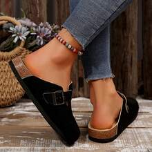Women's Comfort Cork Footbed Clog, Beach Essentials Womens Sandals Cork Footbed - Đen 7 - Xem 6