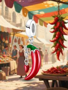 1pc 925 Sterling Silver Tassel Pepper Pendant Bead, Suitable For DIY Bracelet And Women Jewelry - Style 5 - View 8