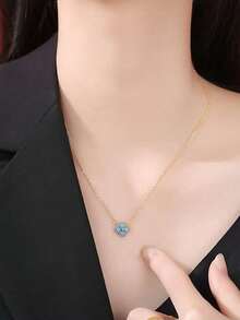 Light Luxury Flowers Lucky Four-Leaf Clover Necklace For Women Colored Sterling Silver Clavicle Necklace Suitable For Weekday Clothing Gift For Friends