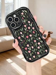 Tulip Floral Print Multi - Color Phone Case Cute Aesthetic Protective Cover Fashion Design  Compatible With Iphone 17Promax/17Pro/17AIR/17/16Promax/16Pro/16Plus/16/15Promax/15Pro/15Plus/15/14Promax/14Pro/14Plus/14/13Promax/13Pro/13/12Promax/12Pro/12/11Promax/11Pro/11/XSMAX/X/XS - màu đen - Xem 4