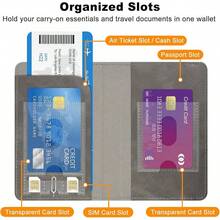 RSAquar Porta Pasaporte para Mujeres y Hombres, Cartera de Pasaporte de Viaje de Cuero PU Premium con Bloqueo RFID Funda para Pasaporte Organizador de Documentos de Viaje, Azul Oscuro Patrón - Gris Claro - Ver 5