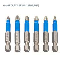 6pcs/12pcs Magnetic Non-Slip Screwdriver Bit Set (PH1 PZ1 PH2 PZ2 PH3 PZ3), 50mm Length 1/4" Hex Shank Single-Ended Drill Bits, Suitable For Electric Screwdriver Drill - Grey - View 12