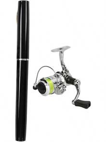 RiToEasysports Kit de Caña de Pescar, Combo de Rueda de Carrete de Caña de Pescar Portátil Retráctil de Bolsillo con Forma de Bolígrafo para Pesca de Agua Dulce y Agua Salada - Negro - Ver 13