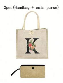 1 Stück Leinen Blumen Buchstaben Handtasche, einfache Handtasche mit großer Kapazität, tragbare lässige Aufbewahrungstasche, multifunktionale Einkaufstasche, personalisiertes Geschenktasche, geeignet für Hochzeiten, Geburtstage, Strände, Festivals, perfekte Geschenke für Frauen, Lehrer, Freunde, Brautjungfern, große Taschen, Studenten und Schulanfang, beste Lehrergeschenke für den Lehrertag, beste Geschenke zur Wertschätzung von Lehrern