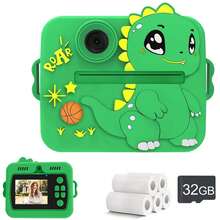 Fotocamera istantanea per bambini, fotocamera istantanea per bambini con 3 rotoli di carta per stampa e 5 penne colorate, regalo di Natale e compleanno, giocattolo fotografico ideale per la creatività e il divertimento, regalo per bambini e bambine 3-12 anni (rosa/verde/viola). Opzioni disponibili: singola macchina fotografica o set da 32GB con 5 rotoli di carta - Natale, compleanno, Capodanno, Ognissanti - ZSK-Multicolore - Visualizzare 15