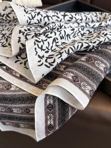 1 Pc Casual Fashion Paisley Print Small Square Scarf Herringbone Pattern Linen Imitation Velvet Headscarf Shawl Sunscreen Kerchief For Women Bandana For Daily Use Outdoor.