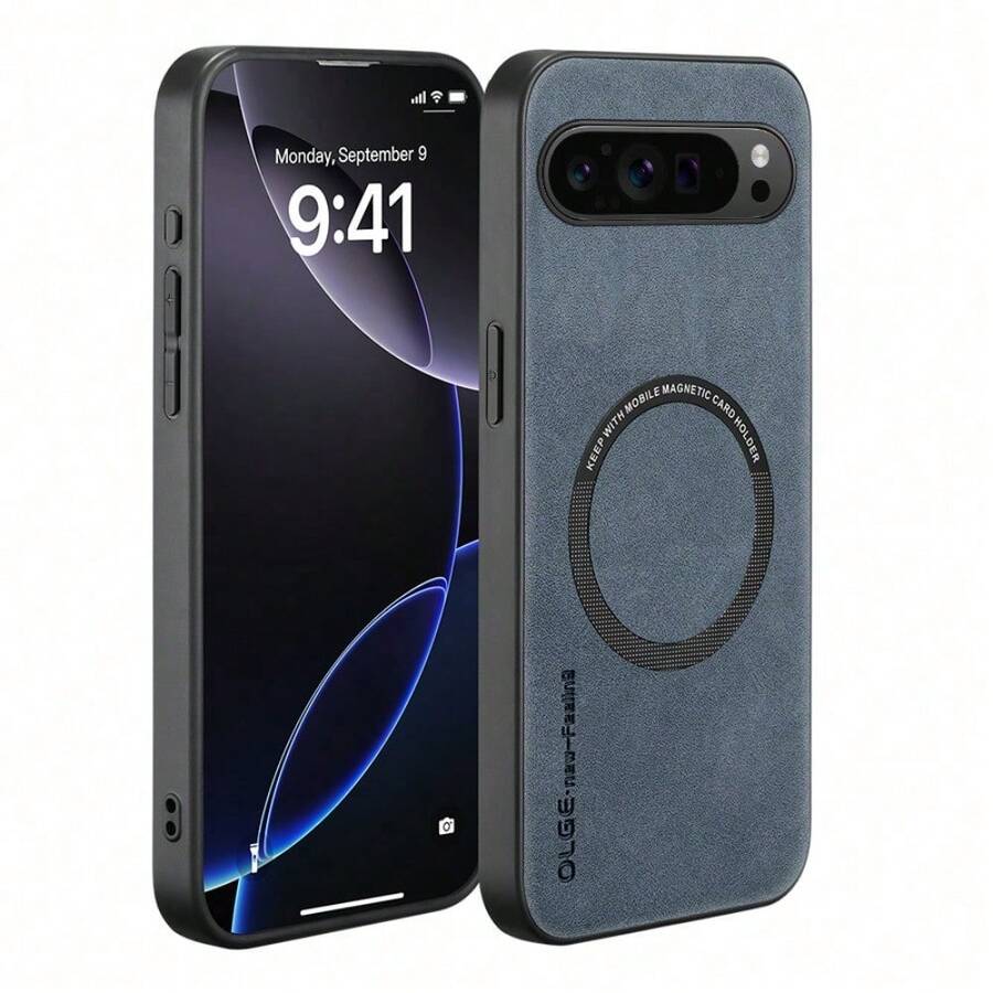 Luxury PU Leather Phone Case For Google For Pixel 10/10pro 10proxl 9a 9/9pro 9proxl 8a 8pro 8 7a 7pro 7, Compatible Magsafe, Support Magnetic, Support Car Holder, Protective, High-Quality - 藍色 - 查看 1