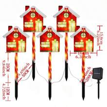 Luces de Navidad solares 5 en 1 (Casa roja/Gorro de Papá Noel) - 8 modos de iluminación Luces decorativas de Navidad/Interruptor de botón, Luces de plástico duradero, Adecuado para exteriores, jardín, centro comercial, caravana, camping, boda, césped, fiesta en el patio trasero, decoración del jardín, decoración navideña