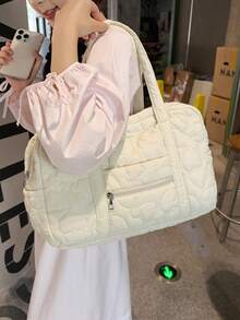 1 New Heart-Shaped Embroidered Women's Handbag, Large Capacity Shoulder Bag, Commuting Bag, Fitness Bag, Travel Bag, College Student Backpack. - Multicolor - View 11