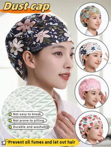 1 pièce Casquette respirante anti-poussière, style polyvalent, durable, en polyester, confortable à porter, bonne couverture, convient pour la cuisine, le chef de restaurant, le nettoyage, les soins infirmiers, l'atelier sans poussière - Multicolore - Voir 2