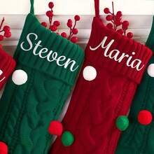 Personalized Christmas Stockings, Customizable Name Christmas Stockings, 2025 Embroidered Knitted Christmas Stockings, Christmas Family Stockings, Lettered Stockings, Holiday Stockings, Personalized Christmas Ornaments, Christmas Home Decorations, Christmas Family Gifts