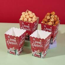 10pcs/20pcs/50pcs,Red Christmas Popcorn Gift Box-Paper Popcorn Box Bucket Snack Container For Christmas Party Supplies,Elegant Sturdy Cardboard-Style Popcorn Boxes With Golden Lettering & Santa Claus Cutouts - Christmas Party Decorations, Xmas Gift Packaging, New Year's Eve Party Decor, Popcorn Bucket Holders - Red - View 4