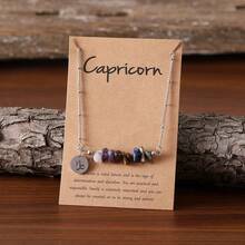 1pc Bohemian Style Natural Stone Necklace With 12 Zodiac Birthstone Pendants - Astrology Constellation ​Personalized Aries​,Taurus​​,Gemini​​,Cancer​​​​,Leo​ ,Virgo​,Libra​,Scorpio​​,Sagittarius​​,Capricorn​,Aquarius​​,Pisces​ Jewelry Perfect Birthday Gift For Her Women, Men, Daughte, Wedding Party Mother's Day Christmas Versatile Everyday Wear (Stone Shape, Size, And Color May Vary)