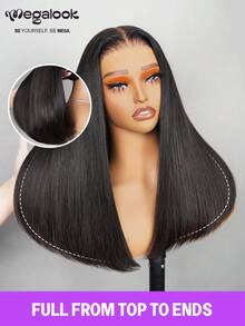 MEGALOOK 6"X5" Salon-Grade Luxury Lace Front Wig, 200% Density Double Drawn Smooth Straight Hair, Natural Black Color Pre-Plucked Pre-Cut Lace Wig, Suitable For Women, Natural Hairline, Dark Brown Lace Closure Wig, 10-20 Inch Long Bob Style Wig, Beginner-Friendly Human Hair Wig, Lightweight For Summer, Suitable For Daily Wear And Office Occasions - SNatural - View 7
