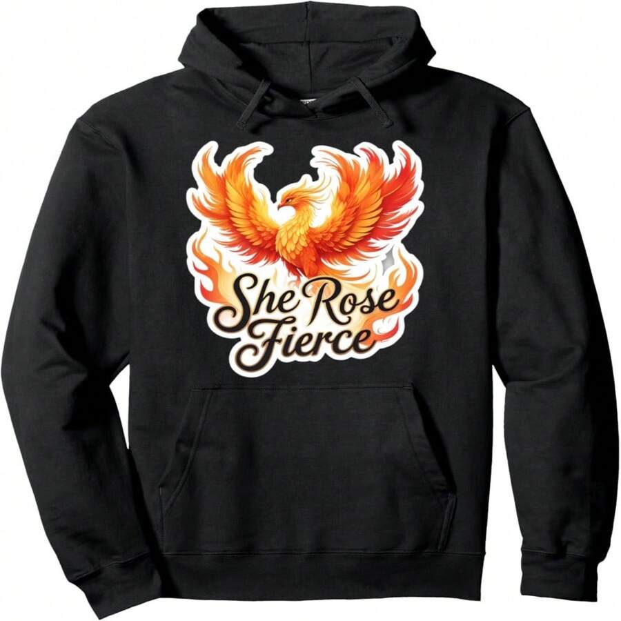 She Rose Fierce Wos Pnix Rising Ashes Hardship Ladies Pullover Hoodie - 黑色24 - 查看 1