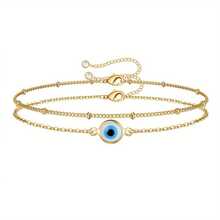 Hypoallergenic, Delicate Style, Golden Evil Eye & Turquoise Multi - Layer Bracelet, Daily Wear & Date Matching For Fall And Winter, Valentine's Day Gift, For Lover, Claim My Daily Gift, Local Warehouse, - vàng 3 chiếc - Xem 3
