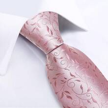 Silk Floral Necktie Set With Tie Clip, Handkerchief & Cufflinks - Solid Blue Floral - View 6