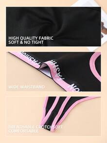 5 Stücke/Packung modische einfarbige Buchstaben Patchwork Damen String Höschen