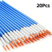 10/20/30/40/50/60Pcs Fine Nylon Hair Detail Flat Paint Brush For Watercolor Painting - Blue - View 15