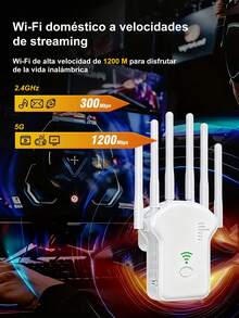 ONEEKA Wireless Repeater Wifi Signal Booster, High Speed And Stability, Signal Through Walls, 300M Single Frequency, 6 Antenna Strong Signal Router - 白色 - 查看 1