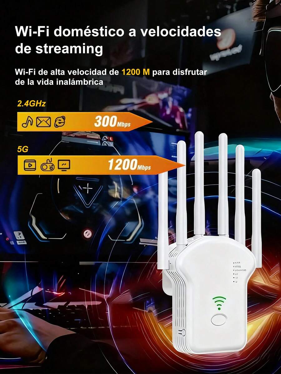 ONEEKA Wireless Repeater Wifi Signal Booster, High Speed And Stability, Signal Through Walls, 300M Single Frequency, 6 Antenna Strong Signal Router - 白色 - 查看 1