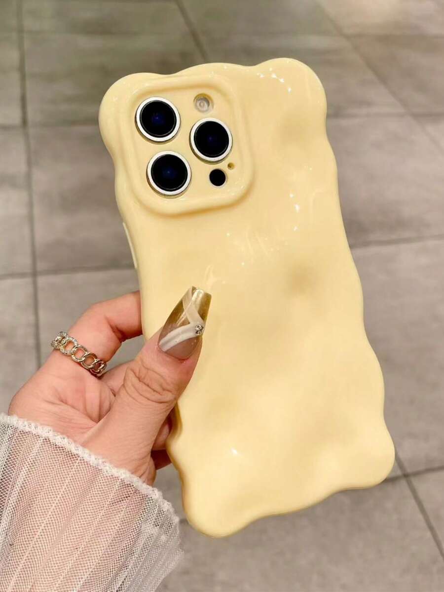 Candy-Farben 3D Würfel einfarbiges Wellenmuster weiches Handyhülle kompatibel mit iPhone 16 15 13 Pro Max 11 12 14 Pro Max, süßer Makronen-Glanz-Stoßfester Hülle